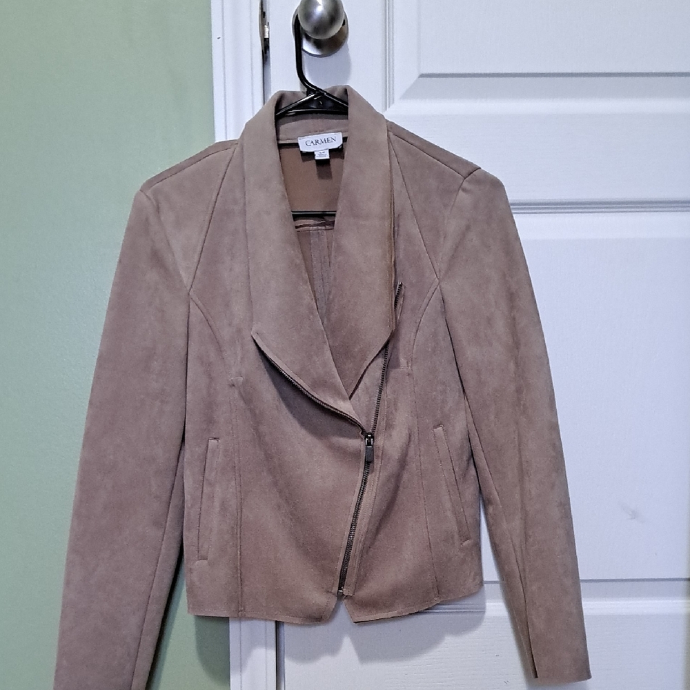 Chic Taupe Blazer with Zipper Closure